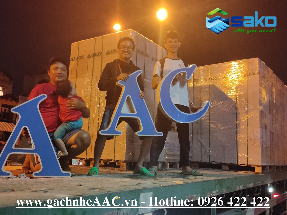 Hình ảnh hăng say làm việc của Cán Bộ Nhân Viên Công Ty SAKO Việt Nam giao gạch AAC tới công trình tại Quận 9, TP.HCM
